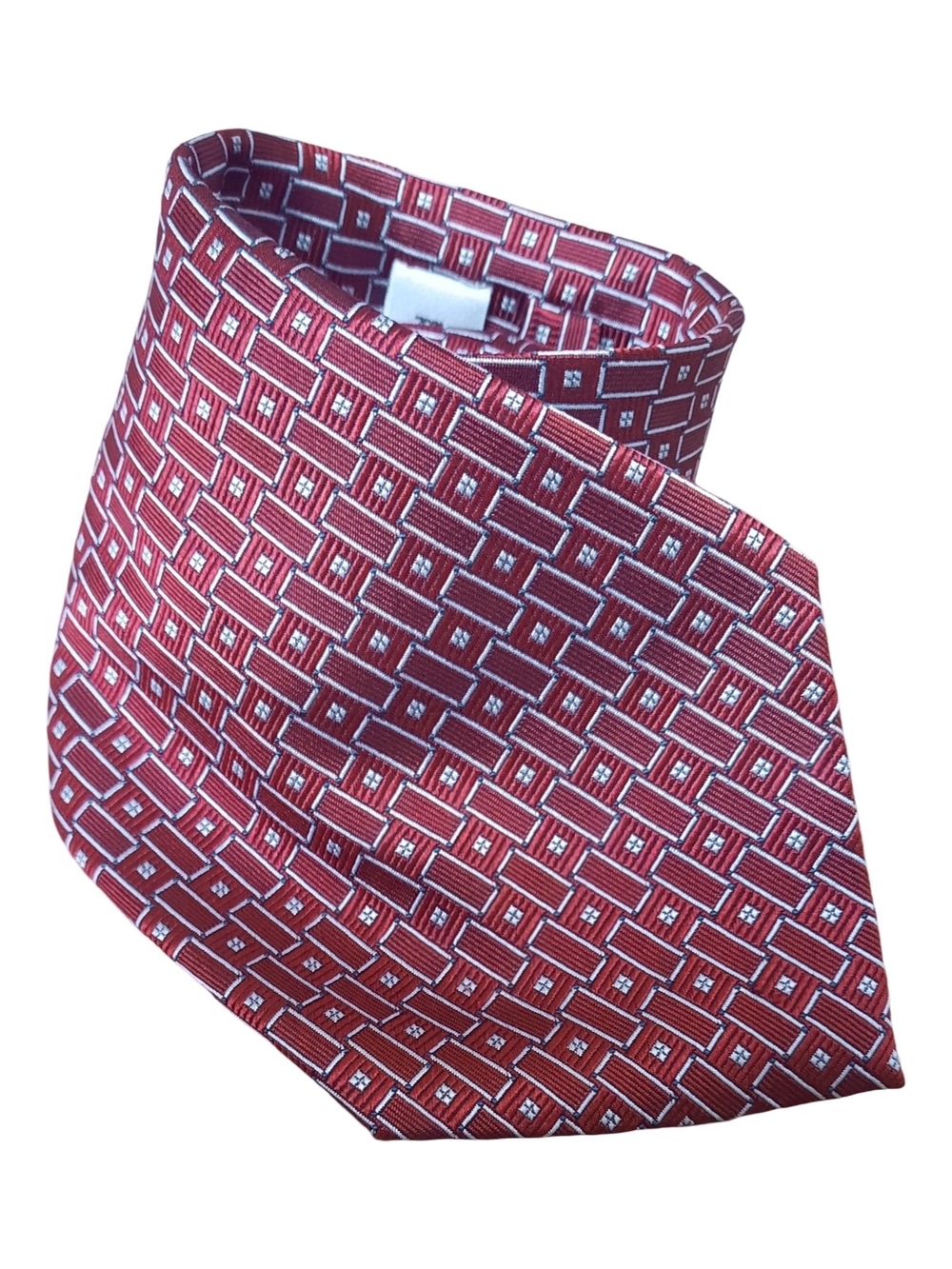 Pierre Cardin Red Geometric Silk-Effect Men's Tie